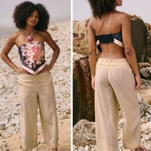 Free-est Demi Cotton-Linen Pants.Color Pale Peach.